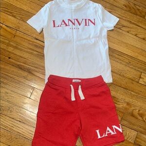 Lanvin White and Red T-Shirt and Shorts Set